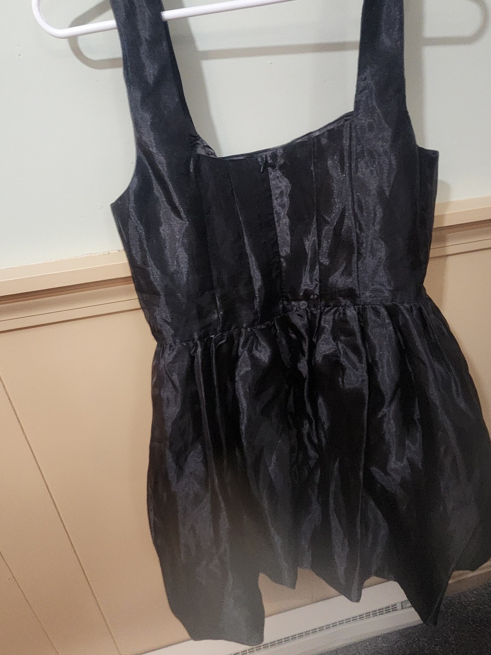 Black Corset Mini Dress Balloon Bubble Parachute Hem L